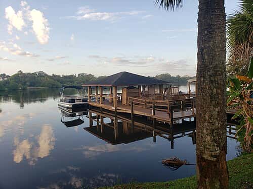 A dock on Crane Creek in Melbourne, Florida