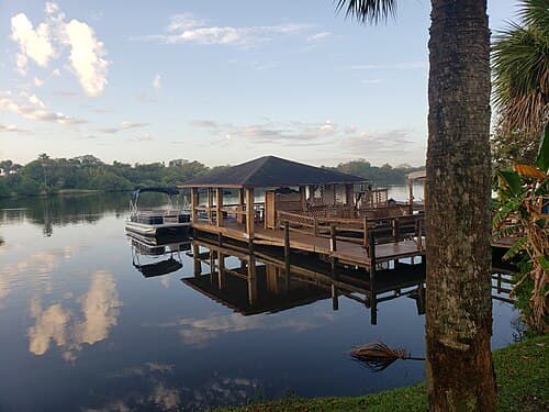 A dock on Crane Creek in Melbourne, Florida