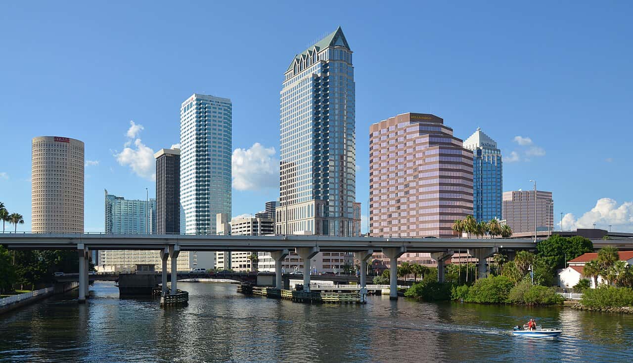 Downtown Tampa, Florida skyline along the Hillsborough River