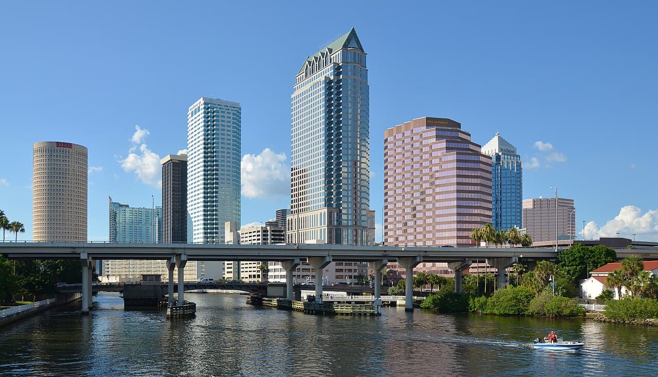 Downtown Tampa, Florida skyline along the Hillsborough River